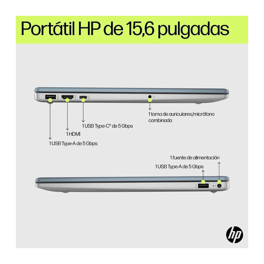 HP 15-fc0241ns - Ordenador portátil de 15.6" FHD (AMD Ryzen 5-7520U, 16 GB RAM, 1TB SSD, AMD Radeon Graphics, — 4