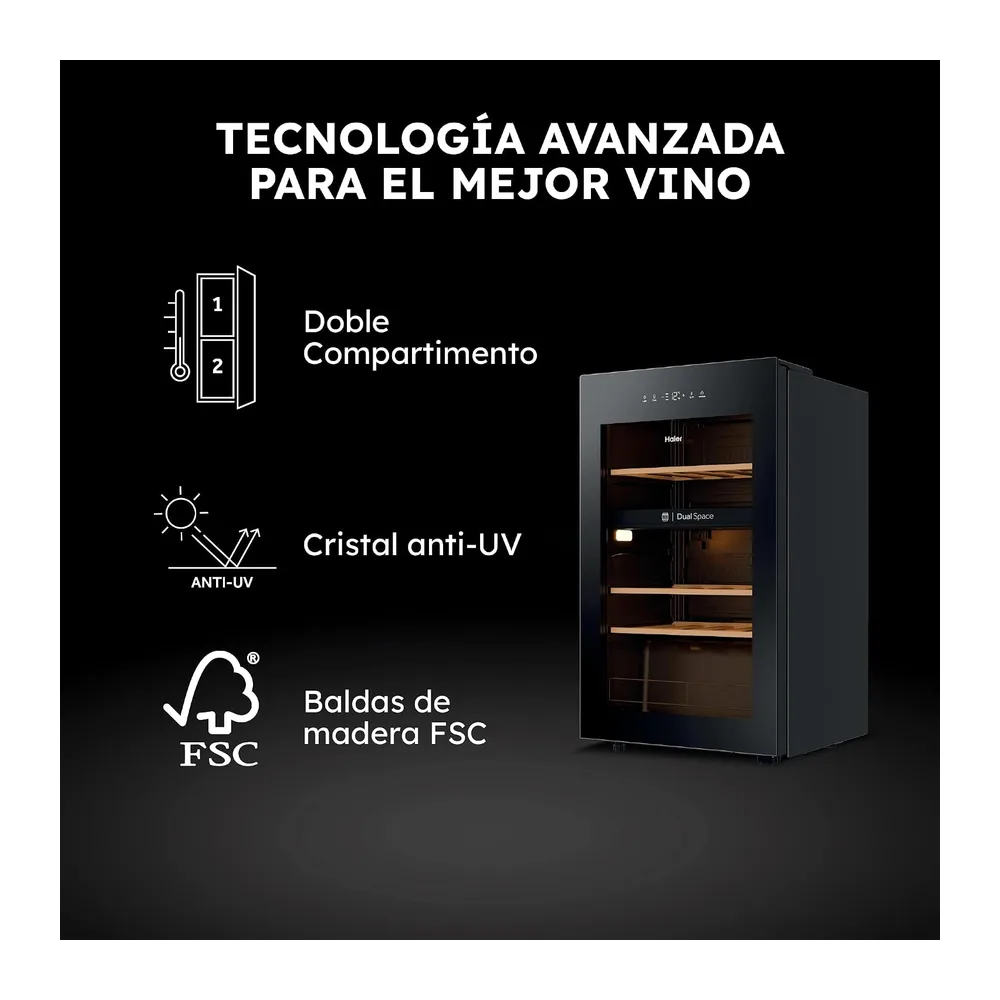 Haier Wine Bank 50 Series 5 HWS32GDG Vinoteca de 32 Botellas — 2