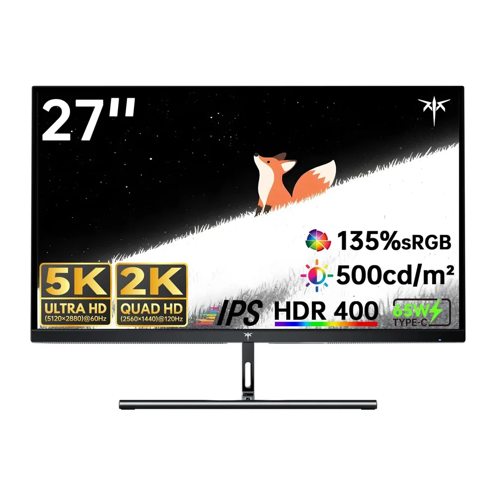 KTC Monitor 5K 27 Pulgadas | Modo Dual 5K (5120x2880) @60Hz / 2K@160Hz | 99% DCI-P3, 100% sRGB, ΔE＜2 | 1 x