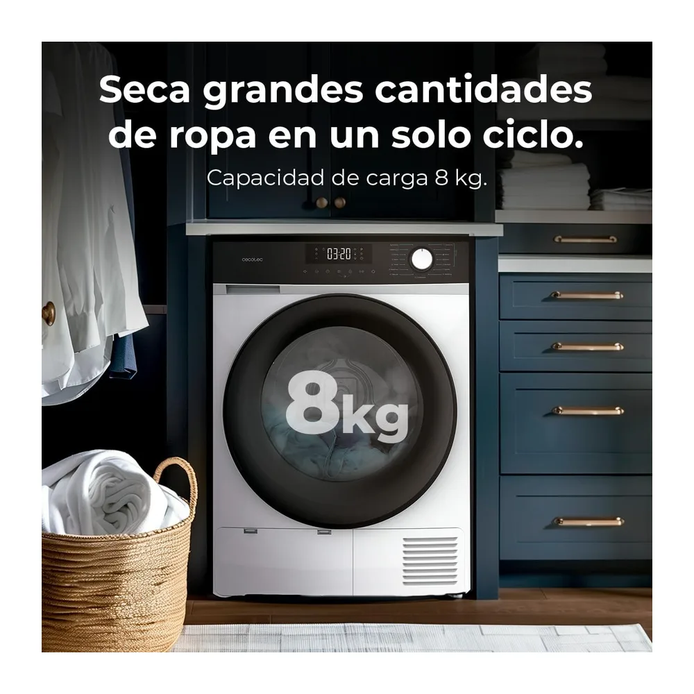Cecotec Secadora de Ropa 8Kg Bomba de Calor Bolero Dresscode Dry 8330. Clase Equivalente A++ — 3