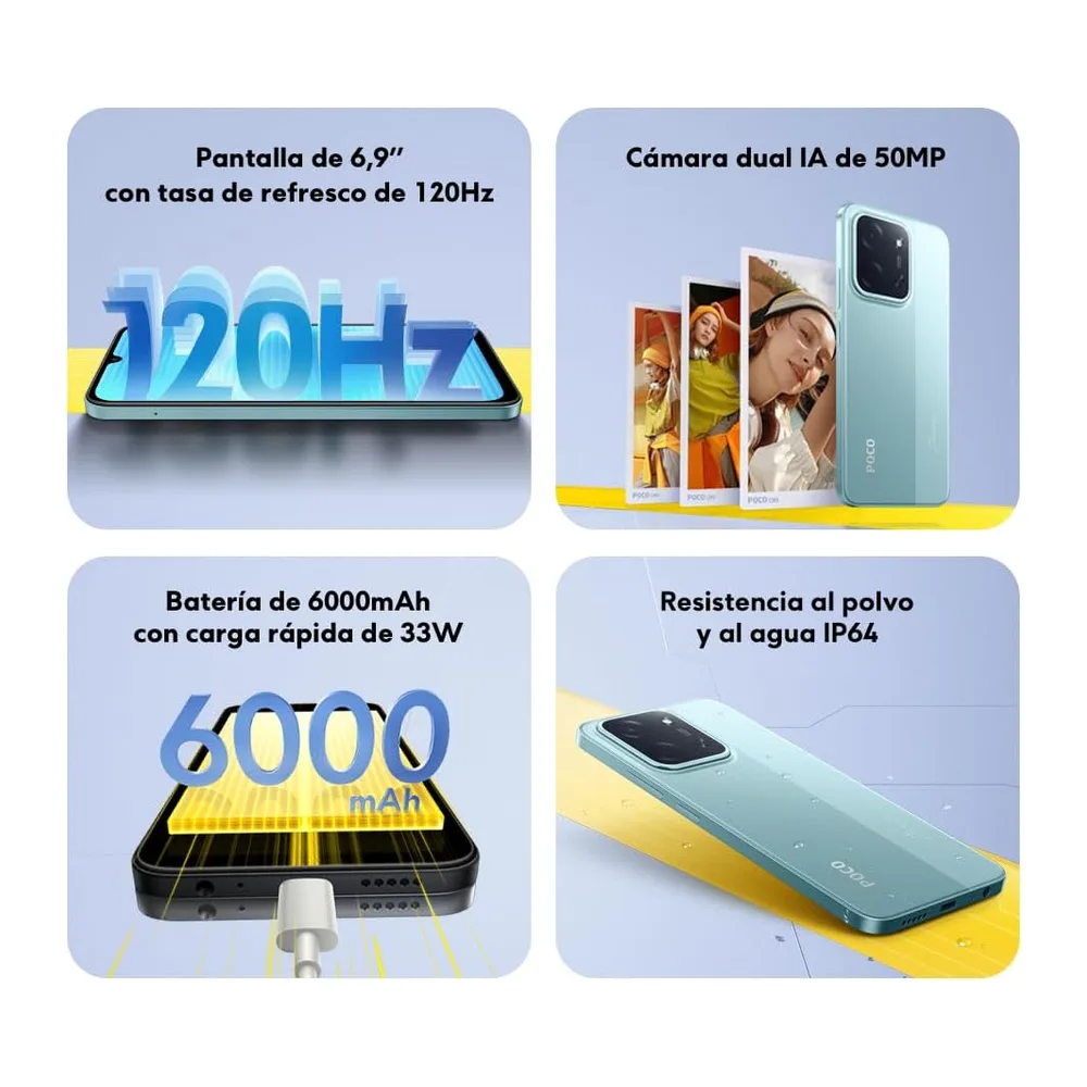 XIAOMI POCO C85 Smartphone de 8+256GB Negro Batería de 6000 mAh [Clase de eficiencia energética A] — 3