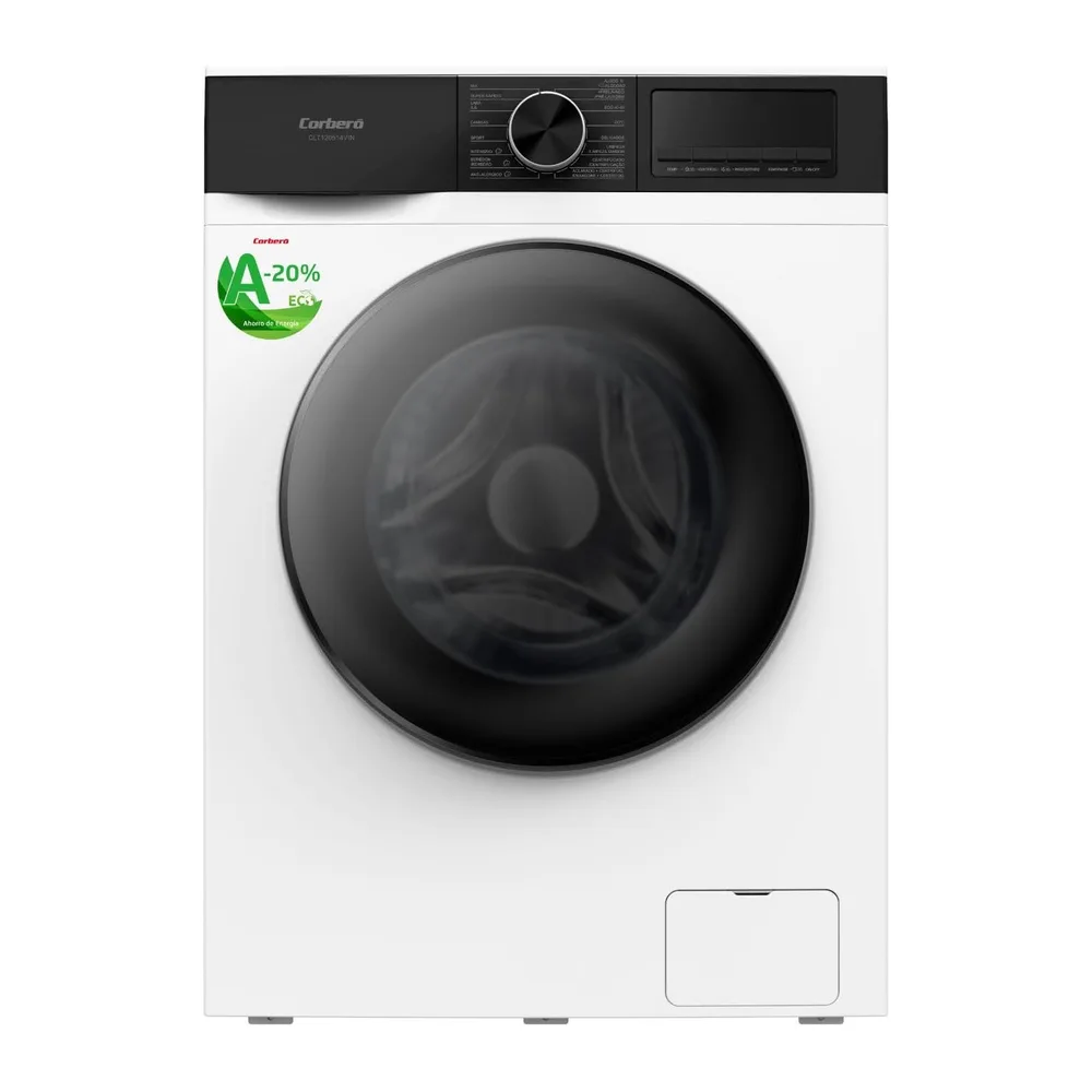 Corberó - Lavadora Carga Frontal | CLT120514VIN | 12 Kg | 1400 RPM | 16 Programas | Función Vapor | Blanco