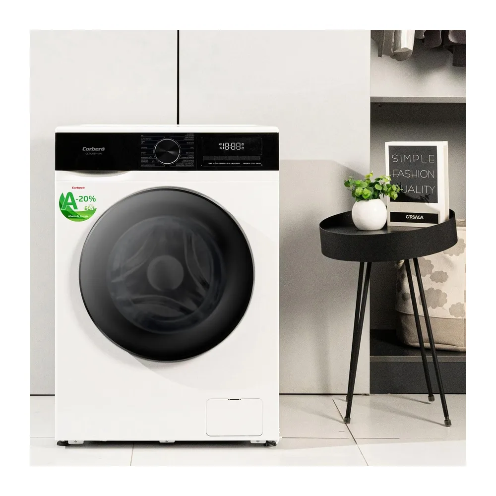 Corberó - Lavadora Carga Frontal | CLT120514VIN | 12 Kg | 1400 RPM | 16 Programas | Función Vapor | Blanco — 2