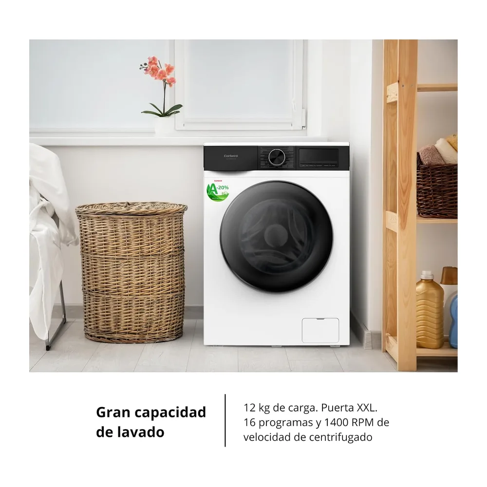 Corberó - Lavadora Carga Frontal | CLT120514VIN | 12 Kg | 1400 RPM | 16 Programas | Función Vapor | Blanco — 3