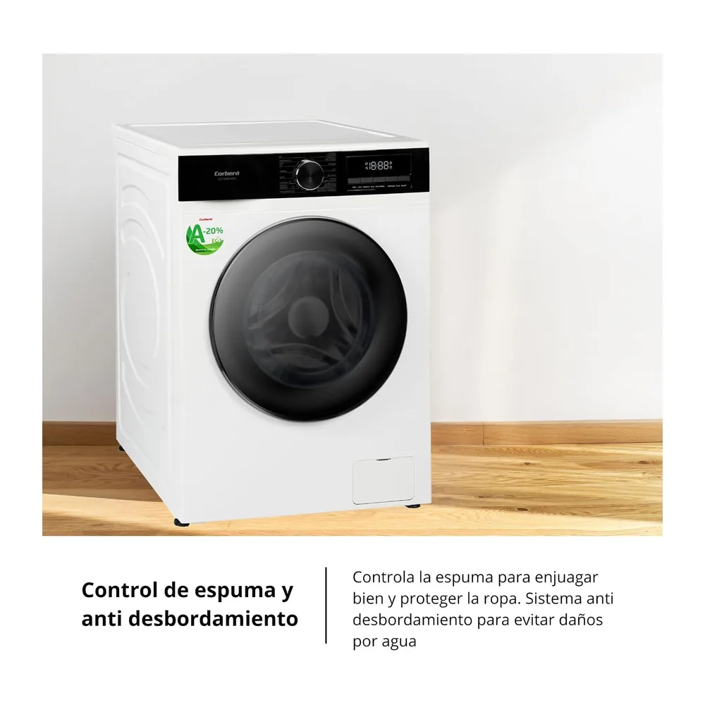 Corberó - Lavadora Carga Frontal | CLT120514VIN | 12 Kg | 1400 RPM | 16 Programas | Función Vapor | Blanco — 5
