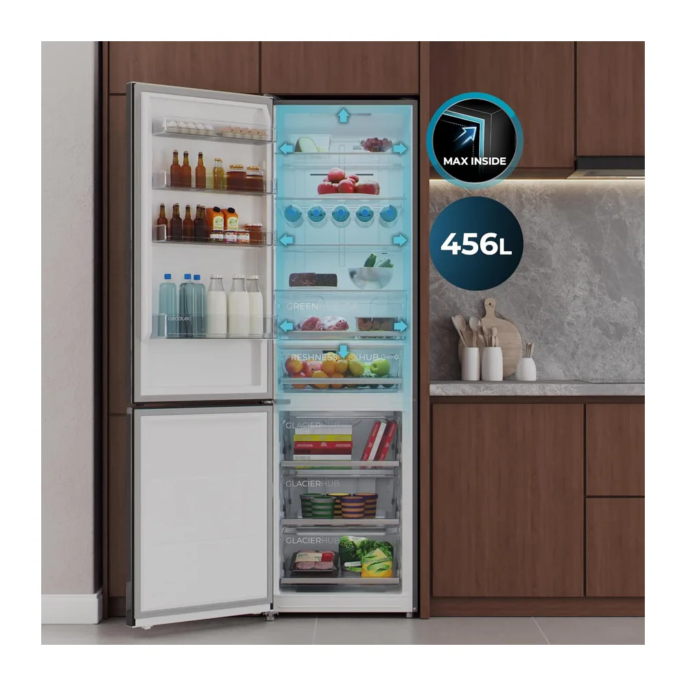 Cecotec Frigorífico Combi 456L Total No Frost Bolero CoolMarket Combi 456 Black Glass C. Altura 201cm y — 5