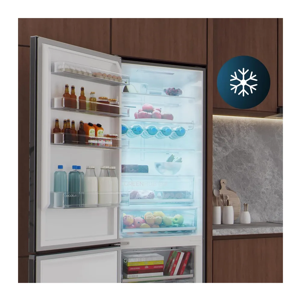 Cecotec Frigorífico Combi 456L Total No Frost Bolero CoolMarket Combi 456 Black Glass C. Altura 201cm y — 6