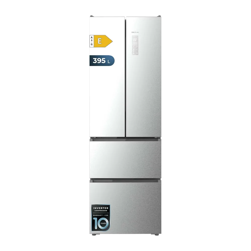 Cecotec ecotec Frigorífico Americano Puerta Francesa 395L Total No Frost Bolero CoolMarket Combi F2D 395 Inox