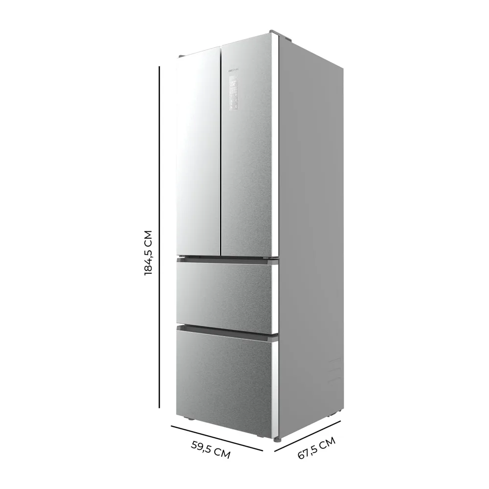 Cecotec ecotec Frigorífico Americano Puerta Francesa 395L Total No Frost Bolero CoolMarket Combi F2D 395 Inox — 2