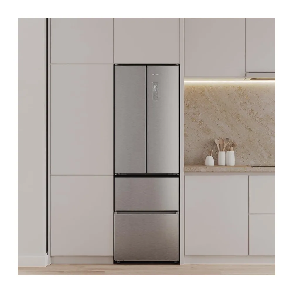 Cecotec ecotec Frigorífico Americano Puerta Francesa 395L Total No Frost Bolero CoolMarket Combi F2D 395 Inox — 4
