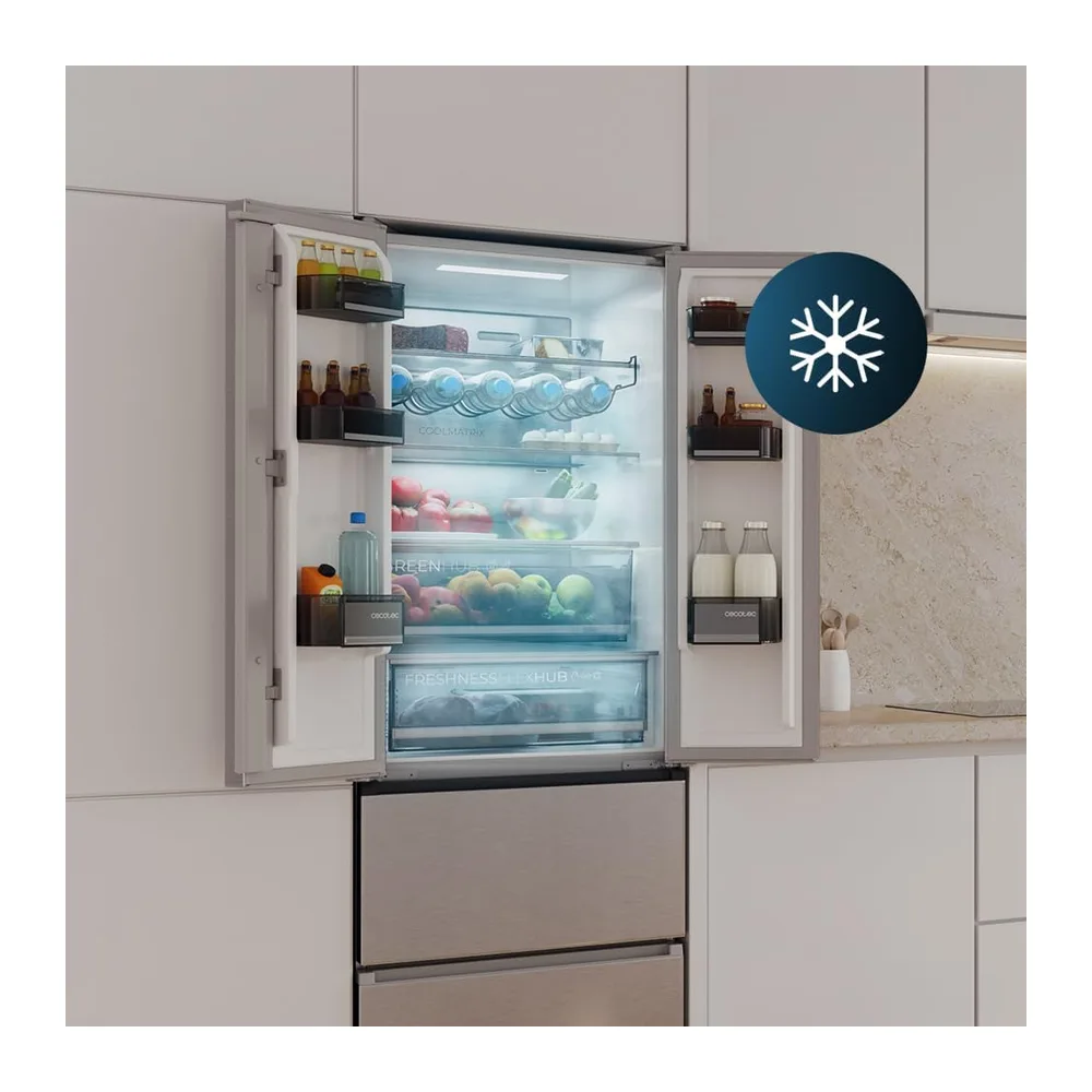 Cecotec ecotec Frigorífico Americano Puerta Francesa 395L Total No Frost Bolero CoolMarket Combi F2D 395 Inox — 6
