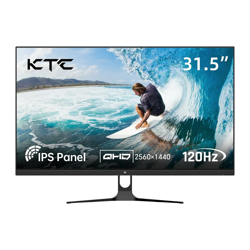 KTC Monitor 32 Pulgadas, QHD 2K 2560×1440, Panel IPS, 120Hz (OC), ΔE<2, 99% sRGB, 85% DCI-P3, HDR10, Luz Azul