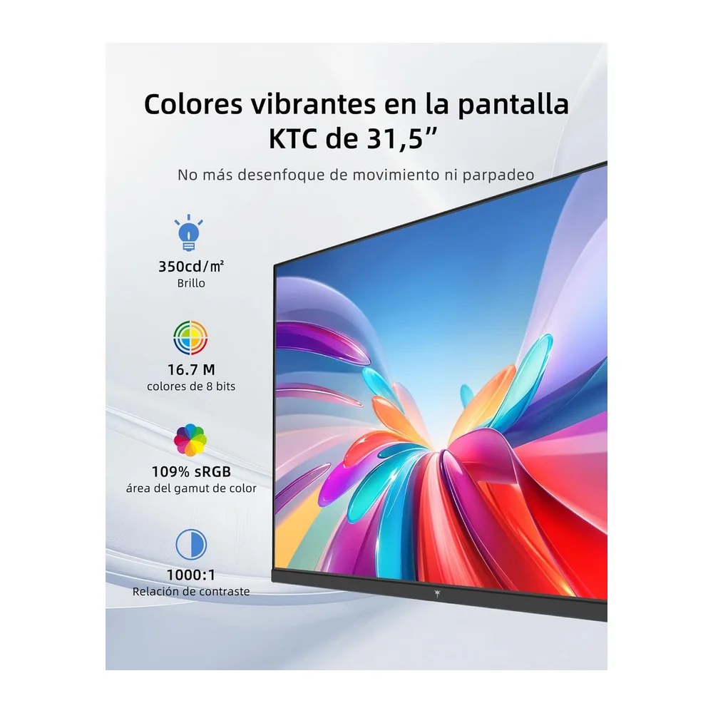 KTC Monitor 32 Pulgadas, QHD 2K 2560×1440, Panel IPS, 120Hz (OC), ΔE<2, 99% sRGB, 85% DCI-P3, HDR10, Luz Azul — 3