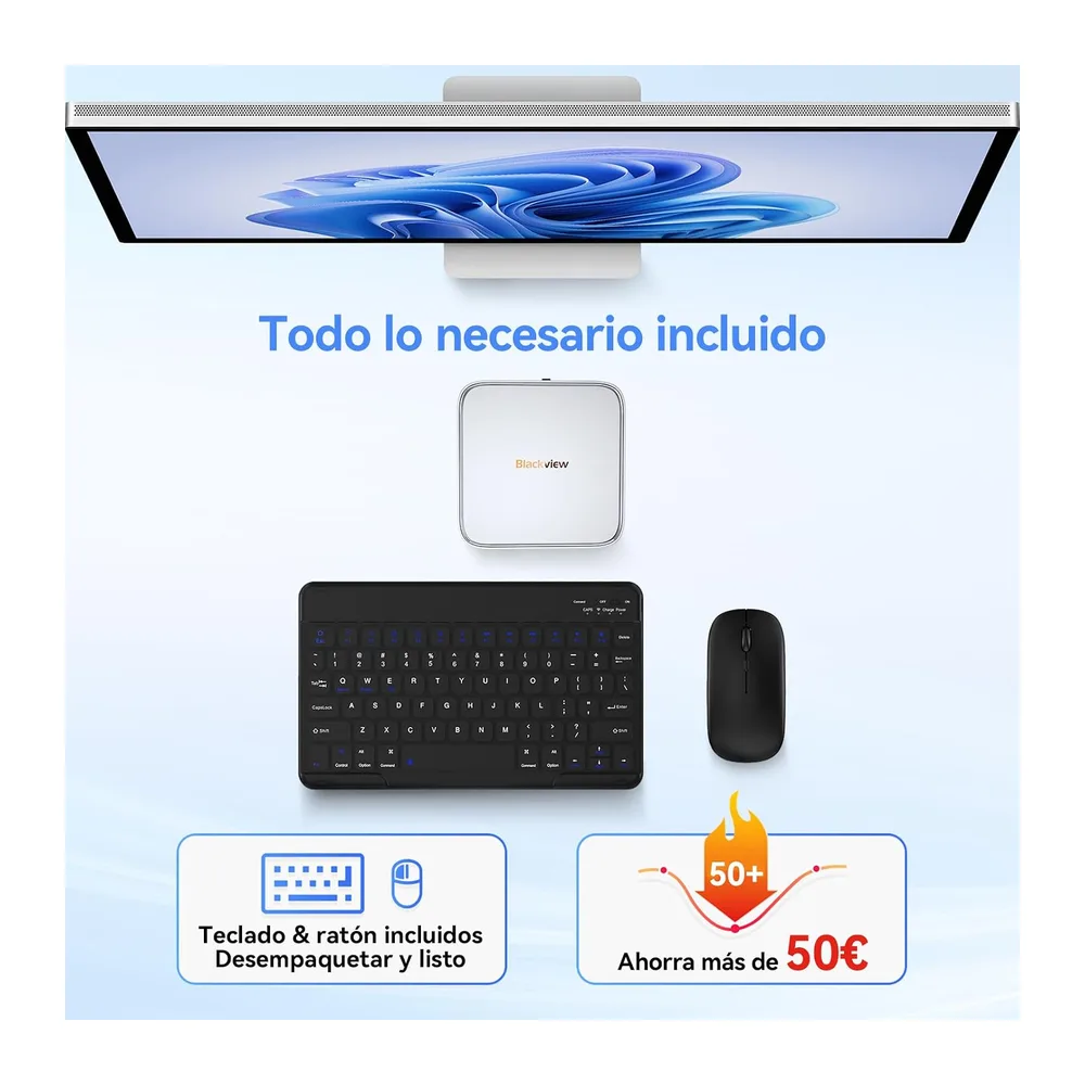 【Set Completo】Blackview MP50 Mini PC AMD Ryzen 5 (16GB RAM 512GB SSD) con Teclado y Ratón — 2