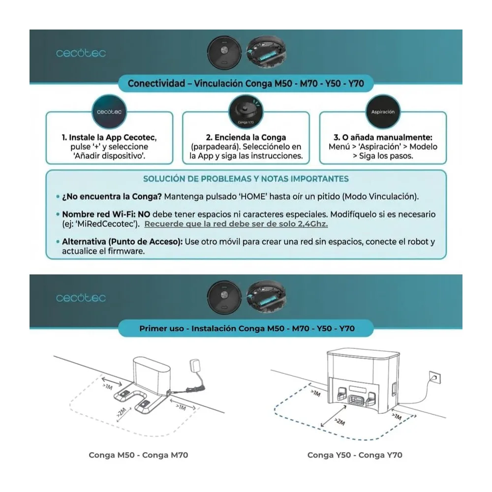 Cecotec Robot Aspirador y Friegasuelos con Base de Autovaciado Conga Y50 X-Treme. Navegación Láser — 2