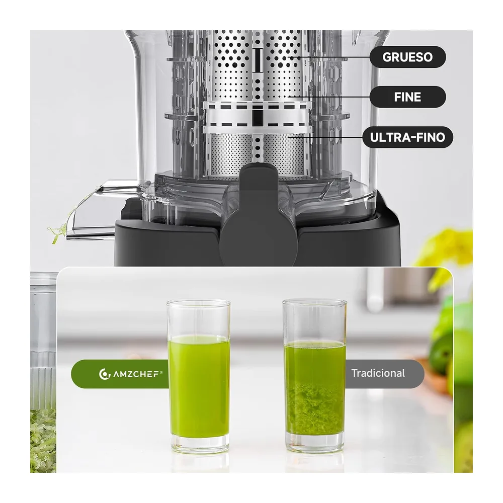 AMZCHEF Extractor de Zumos Prensado en Frío con Boca Ancha de 135 mm — 4