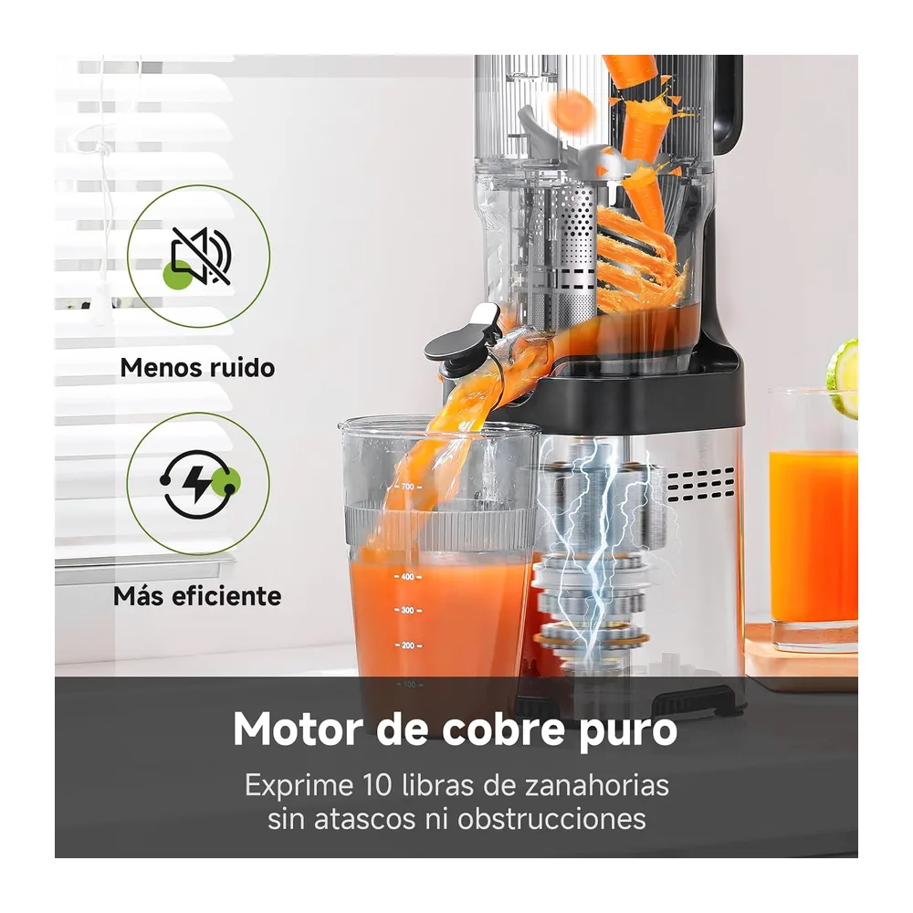 AMZCHEF Extractor de Zumos Prensado en Frío con Boca Ancha de 135 mm — 5