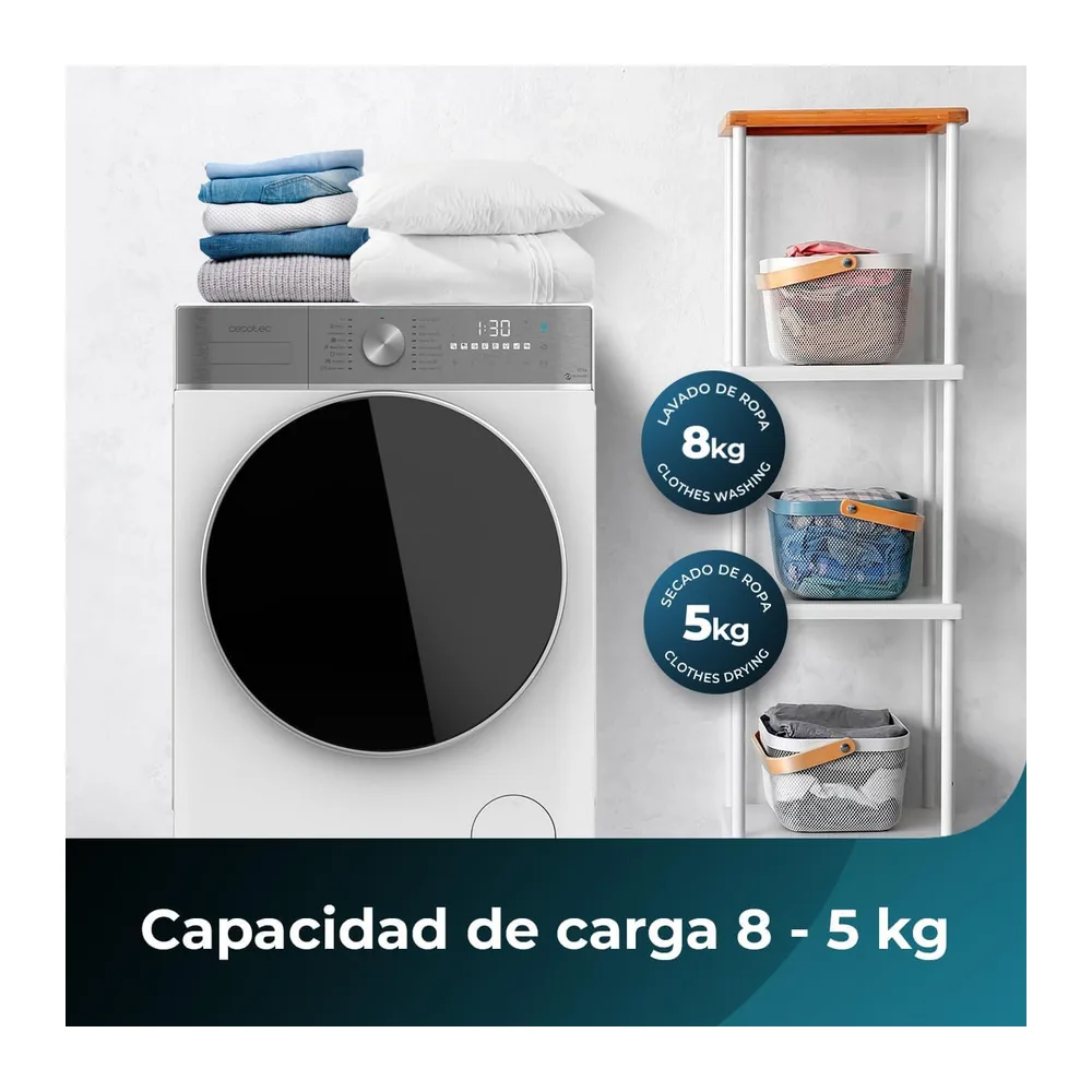 Cecotec Lavadora Secadora 8-5Kg Carga Frontal Bolero Wash&Dry 8580 Inverter A. 1400RPM — 3