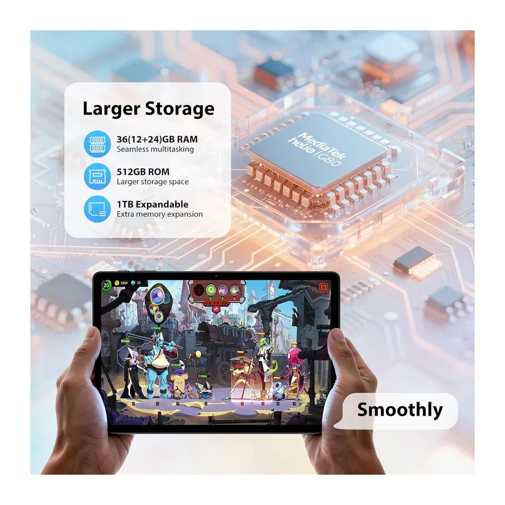 2K Tablet 11 Pulgadas, 36GB RAM+512GB ROM (2TB TF), Android 15, 4G SIM LTE+5G WiFi, 2000 * 1200, Octa-Core, — 2