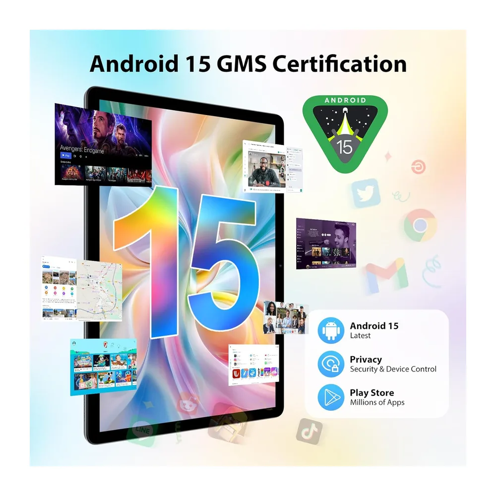 2K Tablet 11 Pulgadas, 36GB RAM+512GB ROM (2TB TF), Android 15, 4G SIM LTE+5G WiFi, 2000 * 1200, Octa-Core, — 3