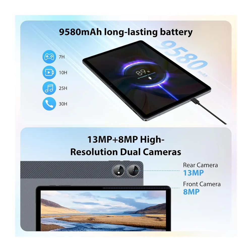 2K Tablet 11 Pulgadas, 36GB RAM+512GB ROM (2TB TF), Android 15, 4G SIM LTE+5G WiFi, 2000 * 1200, Octa-Core, — 6