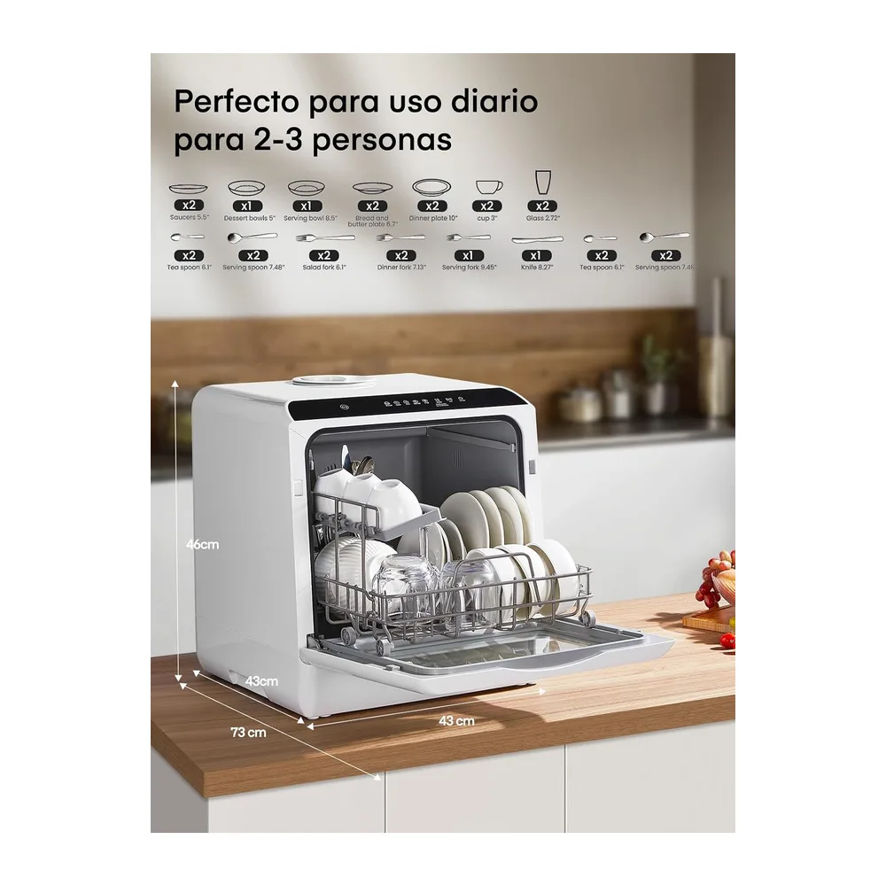Mini Lavavajillas de Sobremesa con 5+1 Programas — 2