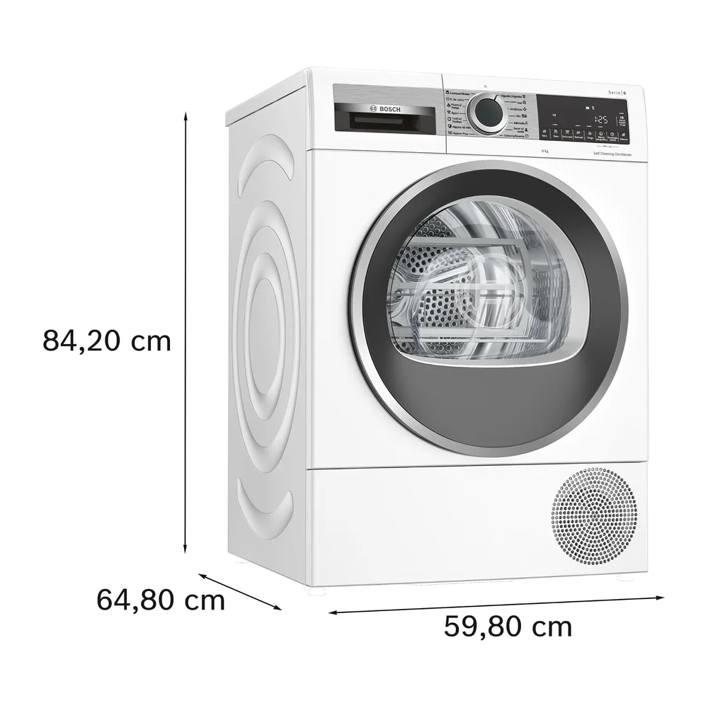 Bosch, Secadora, Bomba de Calor, Serie 6, 9 kg, AutoDry, blanco, WQG245D1ES [Clase de eficiencia energética C] — 2