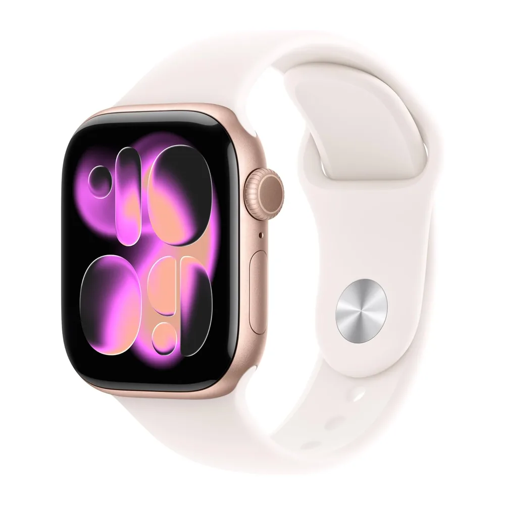 Apple Watch Series 11 GPS con Caja de Aluminio en Oro Rosa de 42 mm y Correa Deportiva Rosa Rubor-Talla