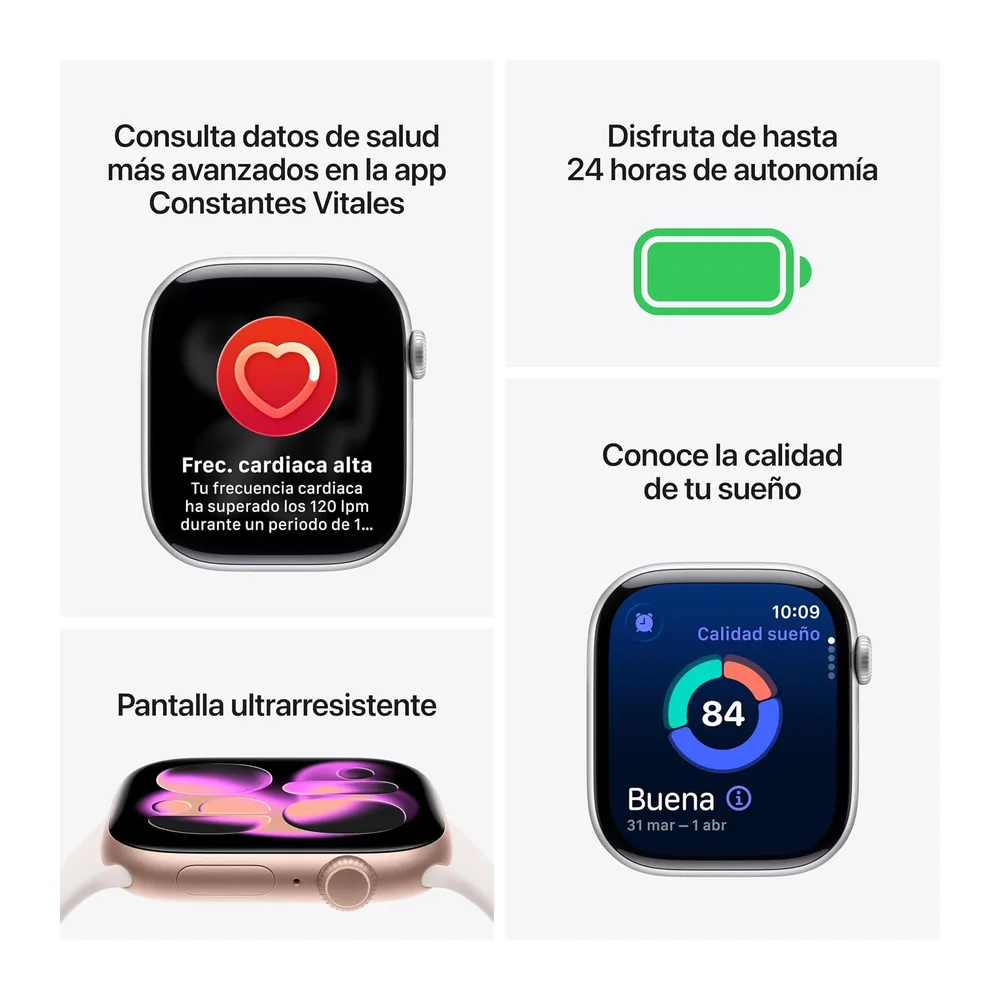Apple Watch Series 11 GPS con Caja de Aluminio en Oro Rosa de 42 mm y Correa Deportiva Rosa Rubor-Talla — 2