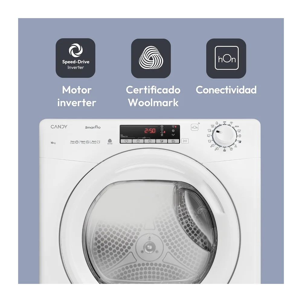 Candy Smart Pro Inverter CRO EH10N2TE-S, Secadora 10KG, Bomba de Calor, Panel Smart Touch, WiFi, App hOn, 14 — 2
