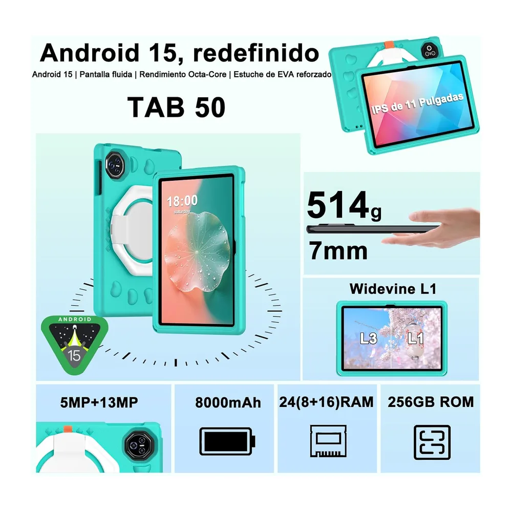 Tablet Android 15 con EVA Silicona Funda Protectora — 2