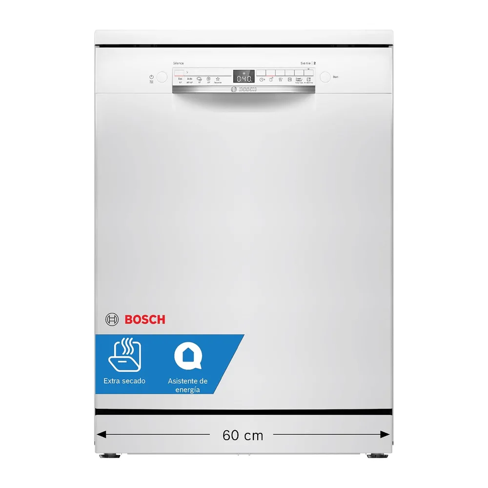 Bosch, Lavavajillas, Serie 2, 13 servicios, Silencioso, blanco, SMS2HTW06E [Clase de eficiencia energética C]