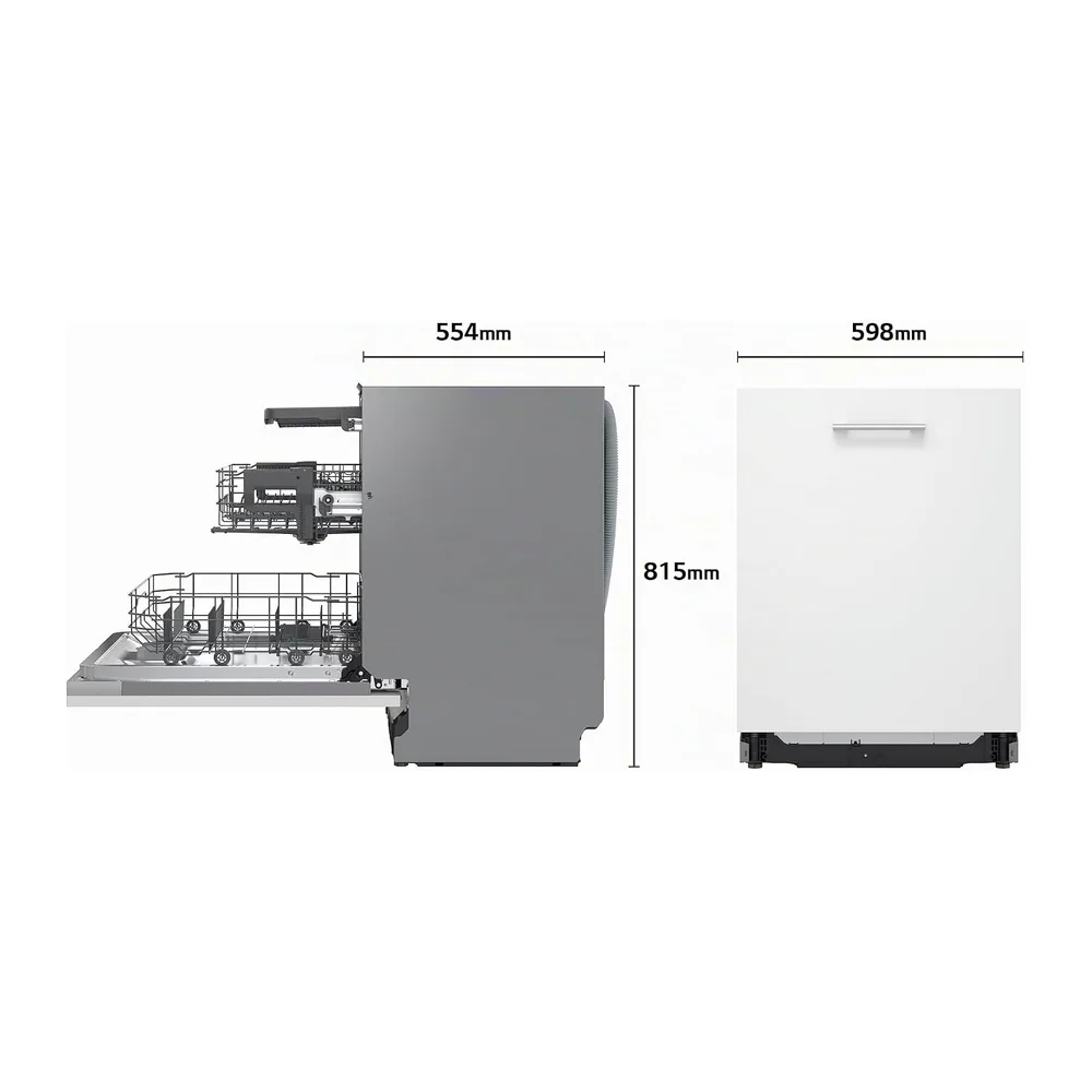 LG DB375TXS - Lavavajillas Integrable, QuadWash Steam, Sistema EasyRack, Bandeja para Cubiertos, Wi-Fi ThinQ, — 2