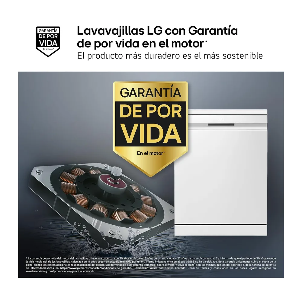 LG DB375TXS - Lavavajillas Integrable, QuadWash Steam, Sistema EasyRack, Bandeja para Cubiertos, Wi-Fi ThinQ, — 4