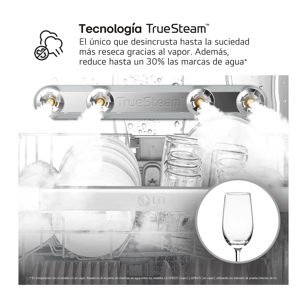 LG DB375TXS - Lavavajillas Integrable, QuadWash Steam, Sistema EasyRack, Bandeja para Cubiertos, Wi-Fi ThinQ, — 6
