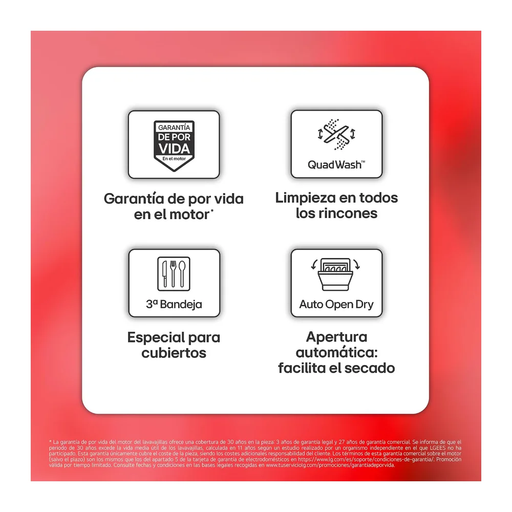 LG DF273FV - Lavavajillas QuadWash Steam, Sistema EasyRack, Bandeja para Cubiertos, Smart Diagnosis, Apertura — 3