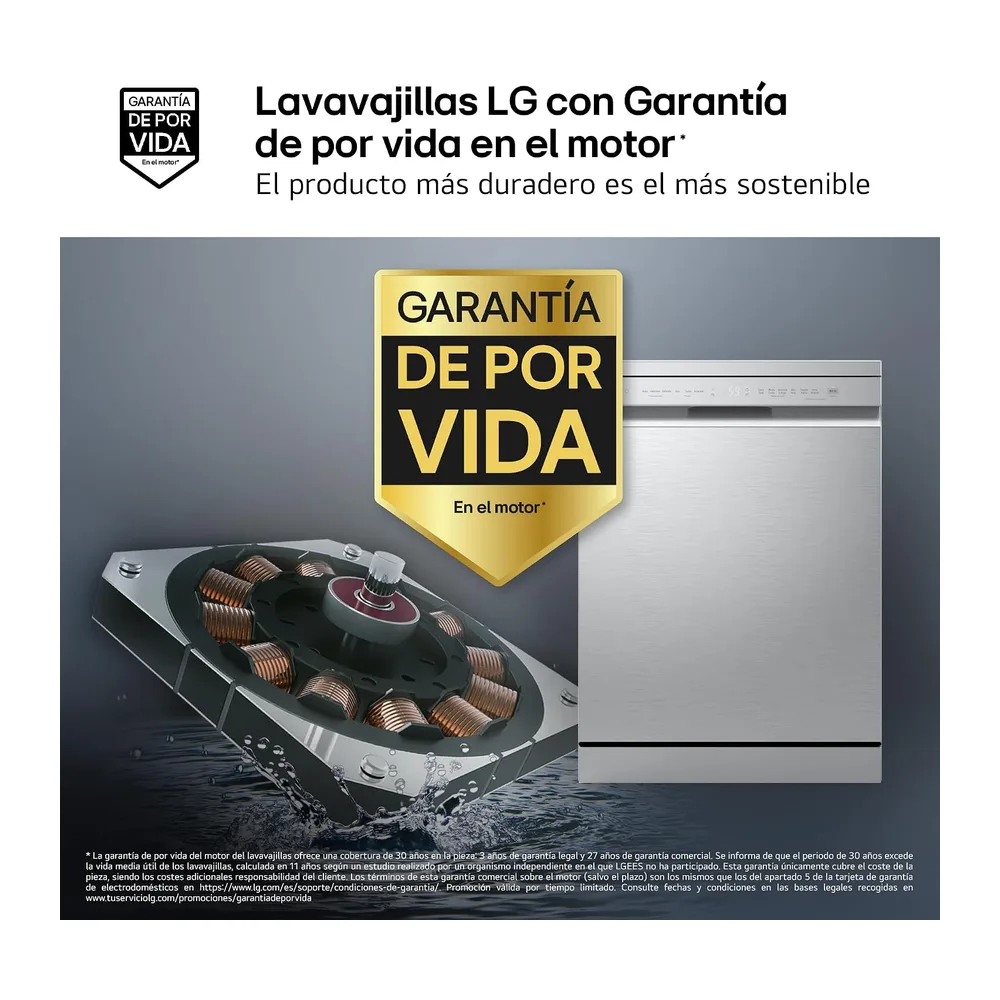 LG DF273FV - Lavavajillas QuadWash Steam, Sistema EasyRack, Bandeja para Cubiertos, Smart Diagnosis, Apertura — 4