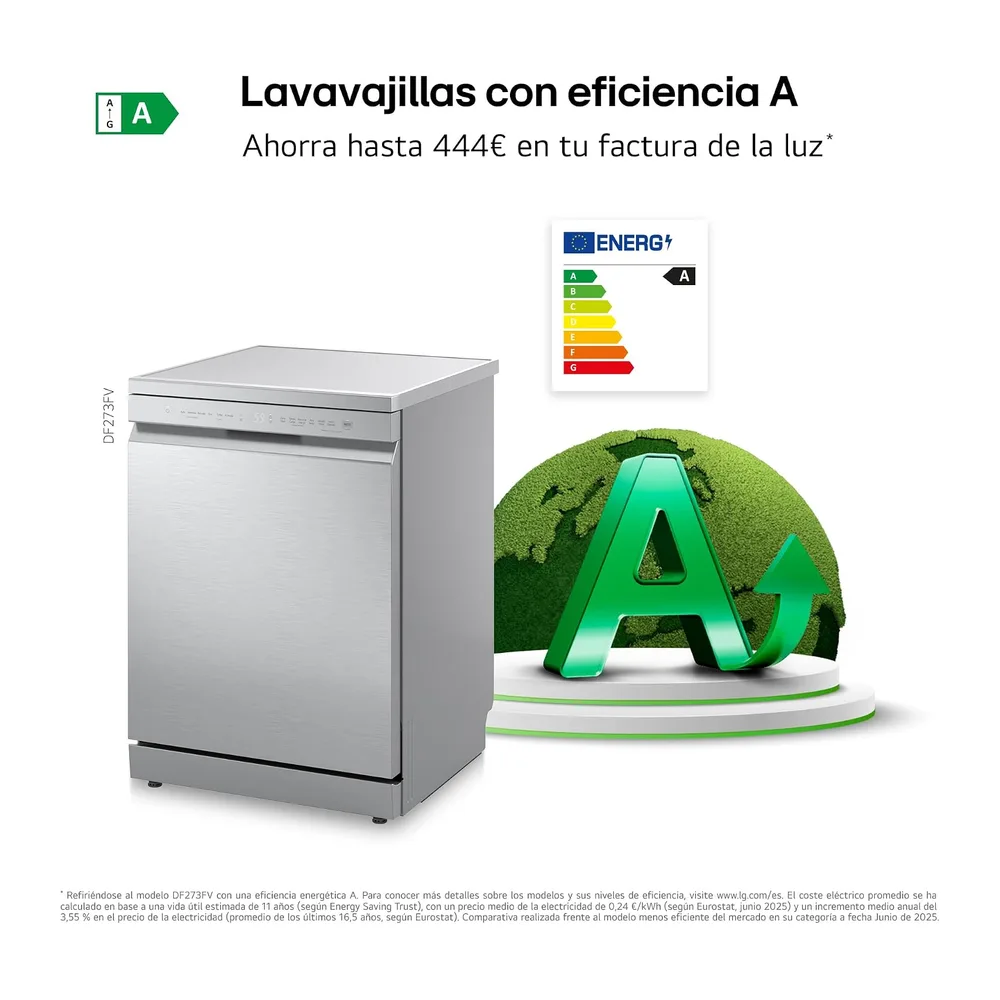 LG DF273FV - Lavavajillas QuadWash Steam, Sistema EasyRack, Bandeja para Cubiertos, Smart Diagnosis, Apertura — 5