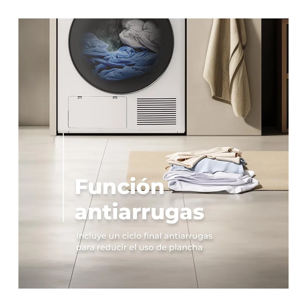 EVVO Secadora bomba de calor 10 kg S10X, Efic. Energética Clase D, Airfresh, Sensor de Humedad, Antiarrugas, — 6