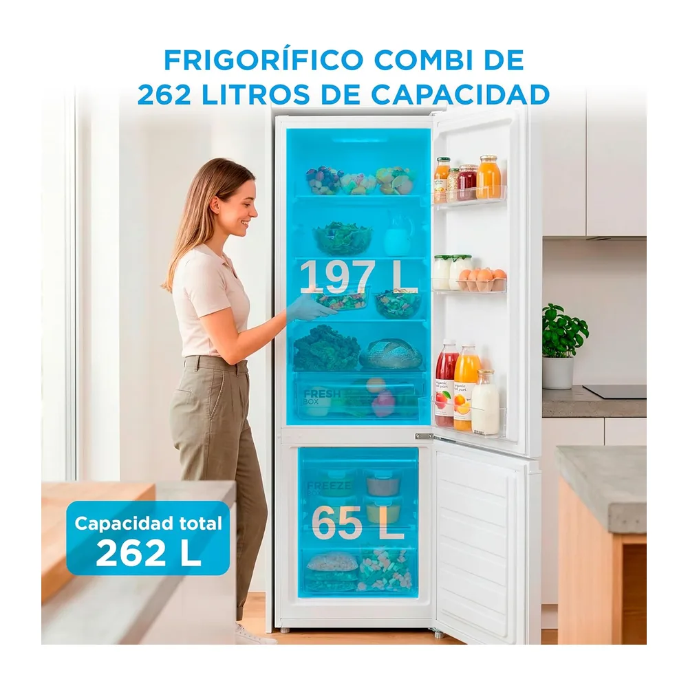 Midea Frigorifico Combi Blanco de 262 L | 55 cm x 177 cm | Nevera Combi con Congelador de 65L y Tecnología — 2