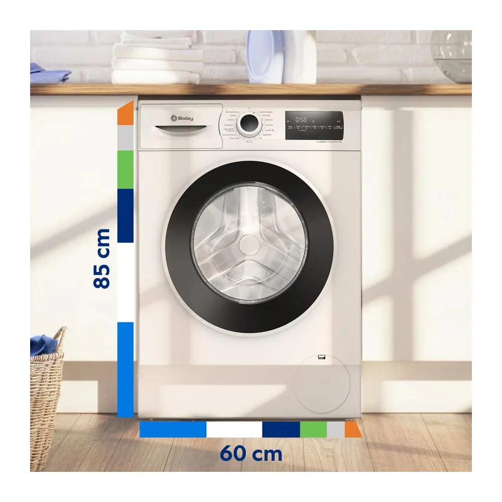Balay, Lavadora, 8 kg, Programa Plancha, Silenciosa, blanco, 3TS382B [Clase de eficiencia energética A] — 2