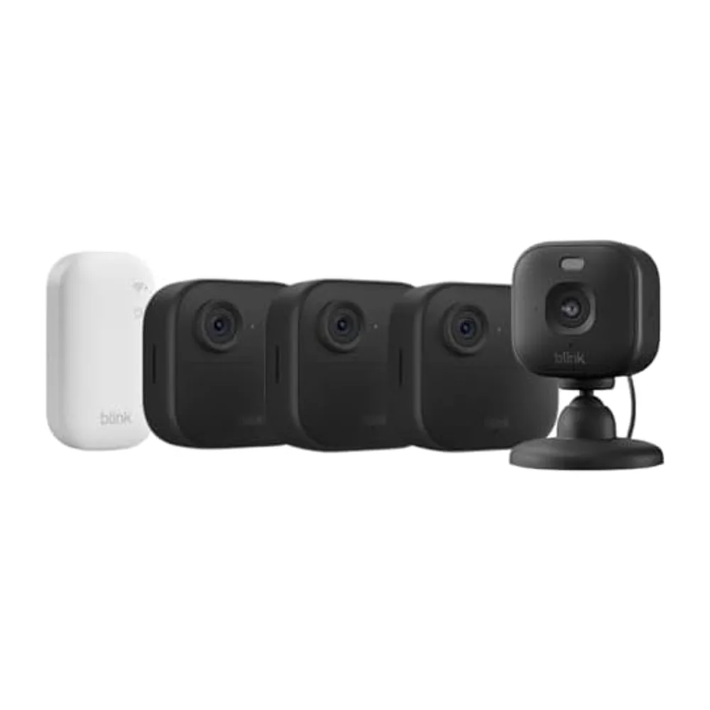 Blink Outdoor 4 Cámaras + Blink Mini 2K+ Cámara (Negro)