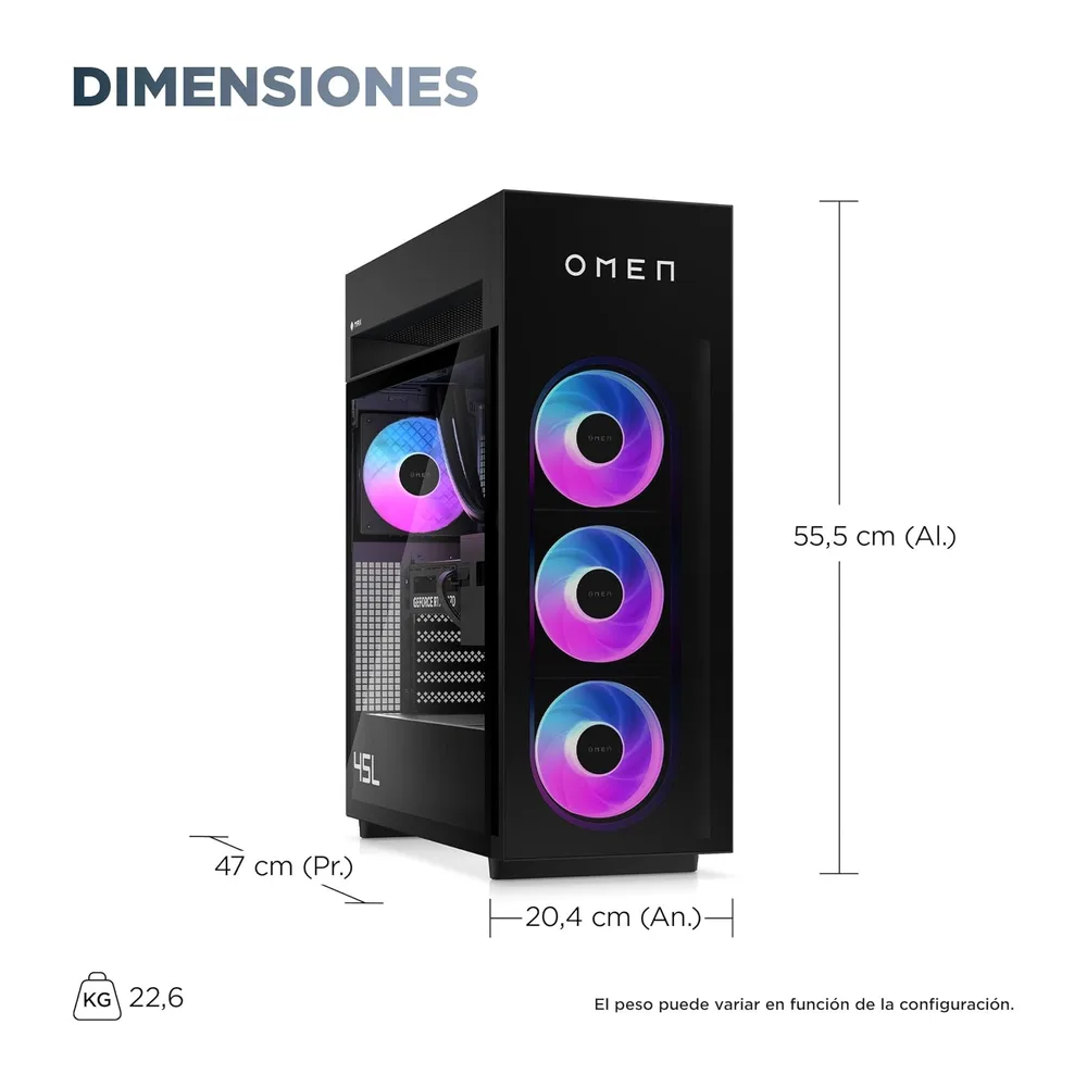 HP Ordenador sobremesa OMEN MAX 45L GT23-0001ns (Procesador AMD Ryzen 7 9800X3D — 5