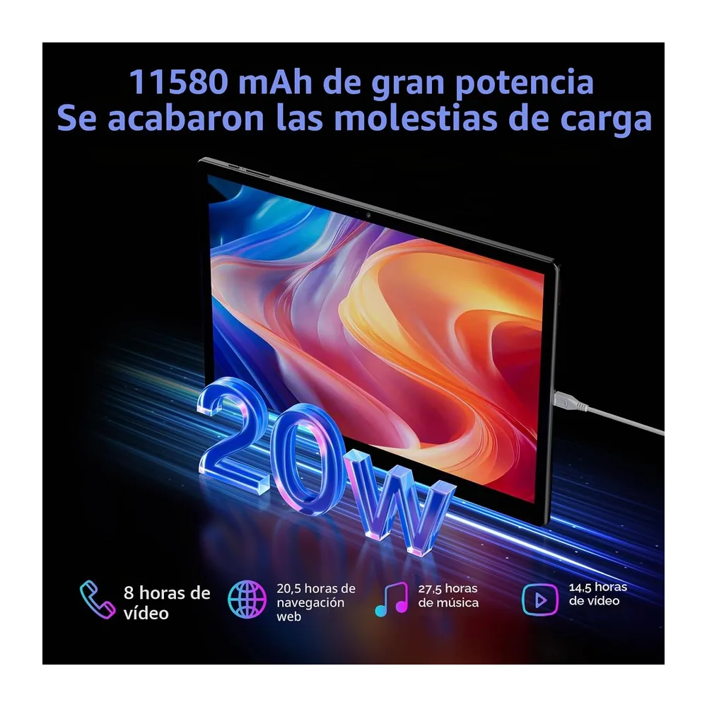 Tablet 14 Pulgadas con 4G LTE y 5G WiFi,11580mAh y 20W,36GB RAM+256GB ROM/2000 * 1200 FHD/Android 14/Face — 4