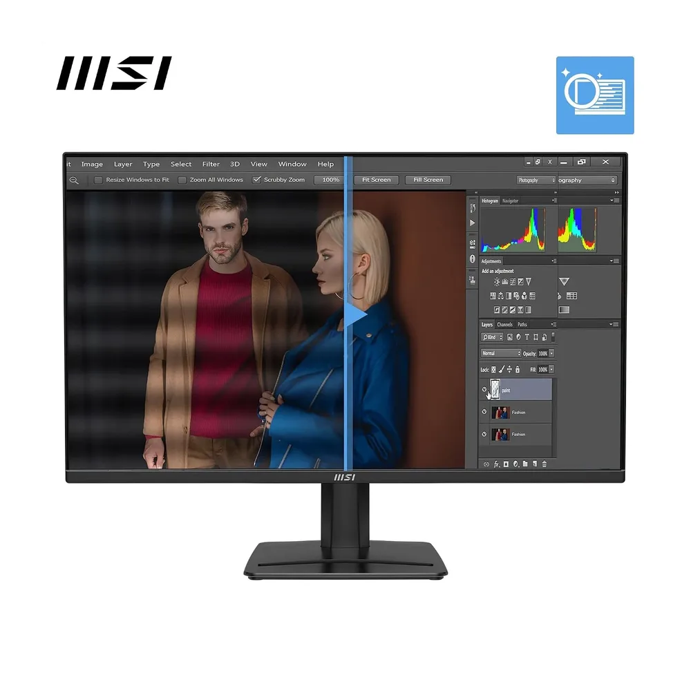 MSI Pro MP275QA E14 de 27" WQHD, 2560 x 1440 IPS, 144 Hz, 1 ms, Compatible con HDR, Adaptive-Sync, Eye-Care, — 3