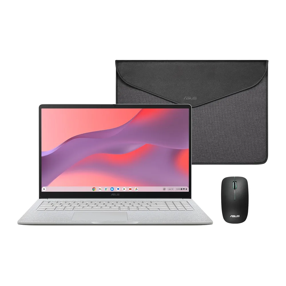 ASUS Chromebook CX1505CTA - 15.6" Full HD Laptop (Intel N50, 4GB RAM, 128GB eMMC, ChromeOS) QWERTY Case and