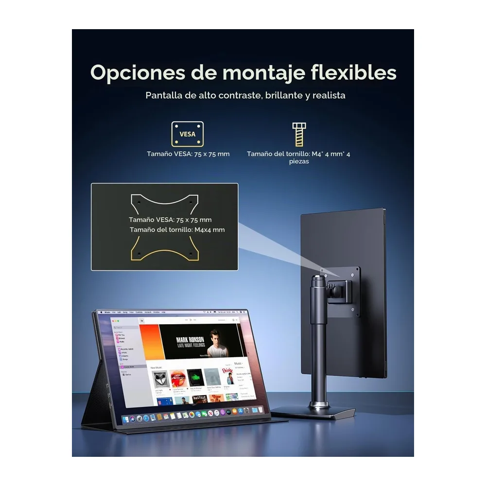EVICIV Monitor Portátil 16 Pulgadas 4K 1200 Nits 3840x2400 2000:1 145% sRGB [Clase de eficiencia energética A] — 5