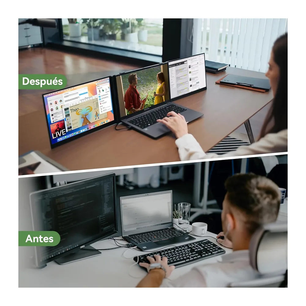 Blackview DCM8 Monitor Portátil Triple Ultradelgado,15,6" FHD 1080P IPS Extensor Pantalla Portátil Ordenador — 4