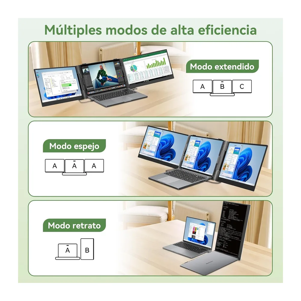Blackview DCM8 Monitor Portátil Triple Ultradelgado,15,6" FHD 1080P IPS Extensor Pantalla Portátil Ordenador — 6
