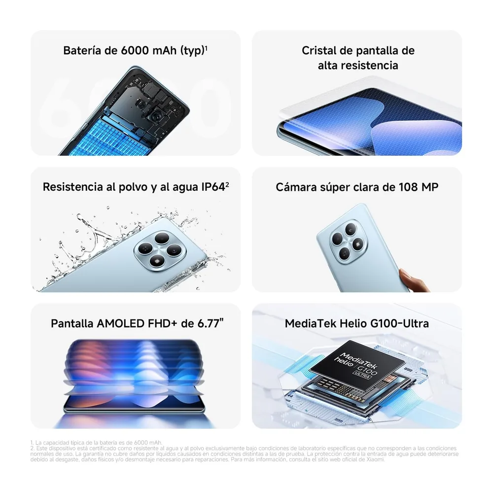XIAOMI REDMI Note 15 Smartphone de 8+256GB Azul Glaciar batería de 6000 mAh — 3